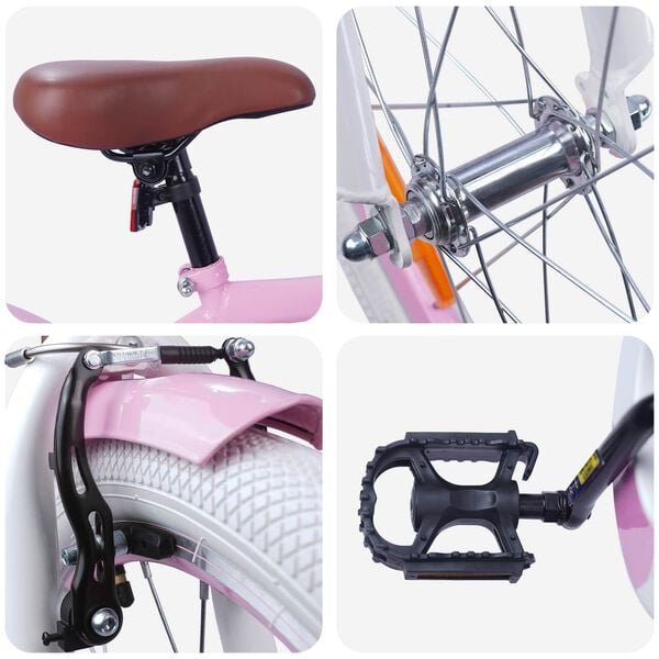 vidaXL Barnahj&oacute;l 18 Tommur fyrir 5-7 &aacute;ra L&eacute;tt bleikur