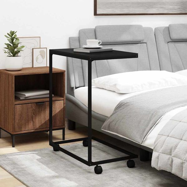 vidaXL Hli&eth;arbor&eth; me&eth; Hj&oacute;lum Svartur 55x35x70 cm Samsettur Vi&eth;ur