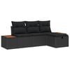 vidaXL Gar&eth;s&oacute;fa sett me&eth; p&uacute;&eth;i me&eth; geymslu 4 pcs Svartur p&oacute;l&yacute;rattan