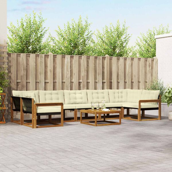 vidaXL &Uacute;ti s&oacute;fasett me&eth; p&uacute;&eth;i 8 pcs N&aacute;tt&uacute;rulegt og Krem