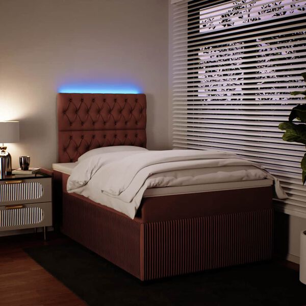 vidaXL H&oacute;lfa&eth; Springr&uacute;m me&eth; D&yacute;nu Bleikur 120x200 cm Flauel