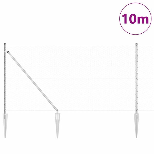 vidaXL Gir&eth;ingarp&oacute;stur Silfur 10 x 1 m (36 mm vefur) St&aacute;l