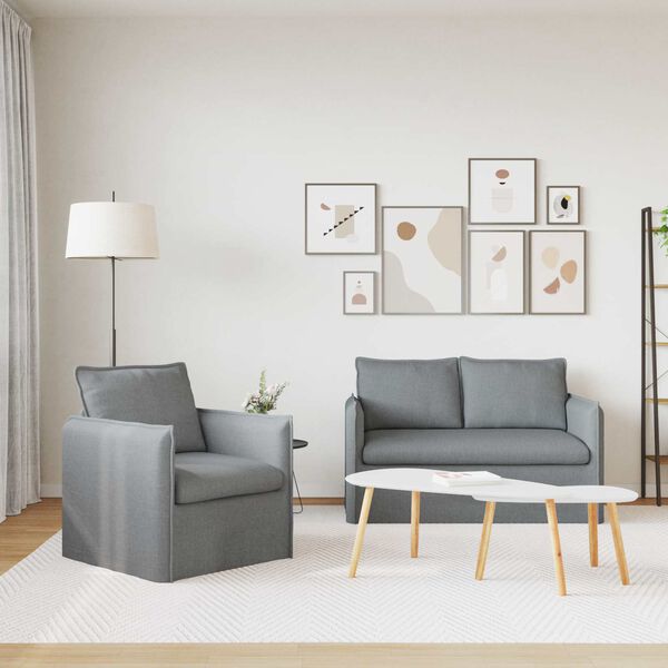 vidaXL S&oacute;fasett 2 pcs Lj&oacute;sgr&aacute;r 136 x 82 x 85 cm d&uacute;kur