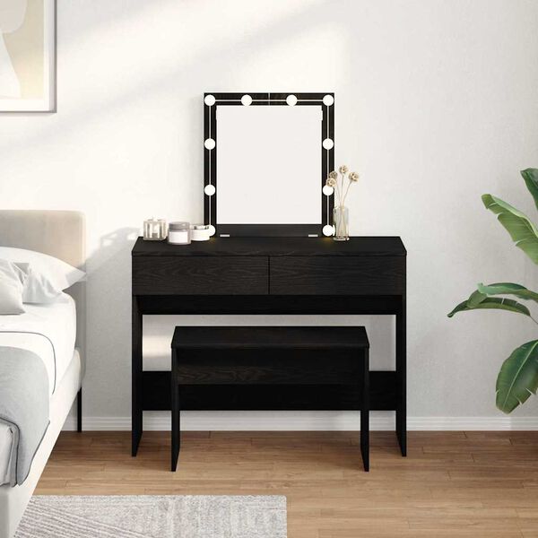 vidaXL B&uacute;ningur st&oacute;ll Sv&ouml;rt eik 70 x 35 x 45 cm Samsettur vi&eth;ur