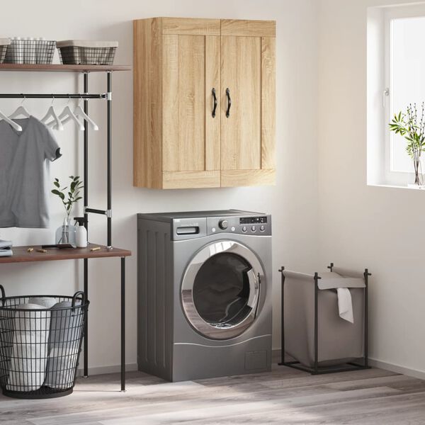 vidaXL Vegghengdur Sk&aacute;pur Sonoma Eik 69,5x34x90 cm Samsettur Vi&eth;ur