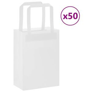 vidaXL Pappírspokar 50 stk með Handföngum Hvítir 15x8x21 cm