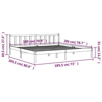 vidaXL Rúmgrind án Dýnu Vaxbrún 180x200 cm Gegnheil Fura