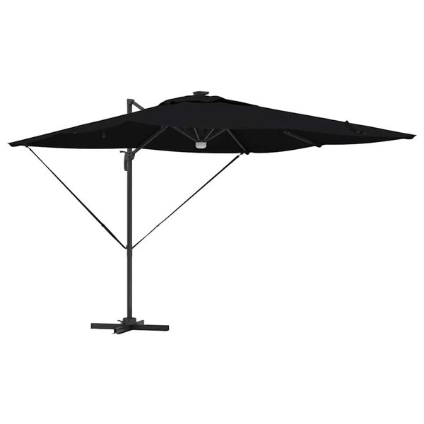 vidaXL Roma Parasol Svartur 286 x 285 x 270 cm Aluminum og pólyester