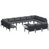 vidaXL Gar&eth;s&oacute;fa sett me&eth; p&uacute;&eth;i 14 pcs Svartur St&aacute;l