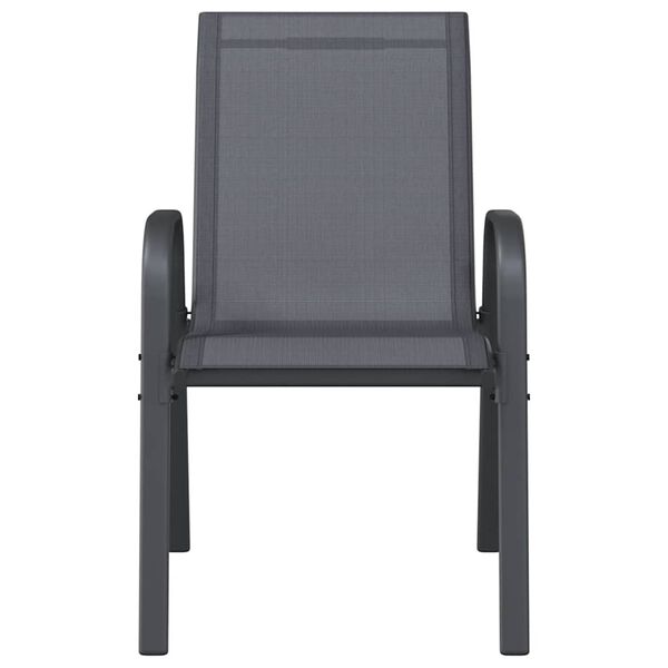 vidaXL Staflanlegir Gar&eth;st&oacute;lar 2 stk. Gr&aacute;tt Text&iacute;lene