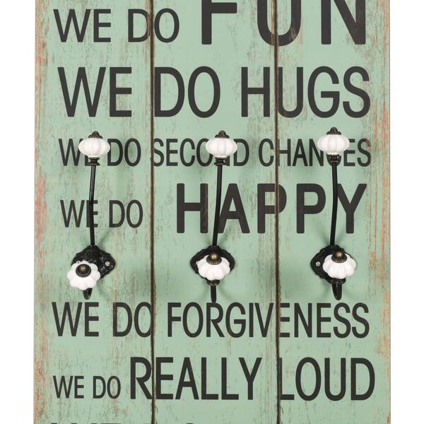 vidaXL Vegghengt Fatahengi með 6 Krókum 120x40 cm "HAPPY LOVE"