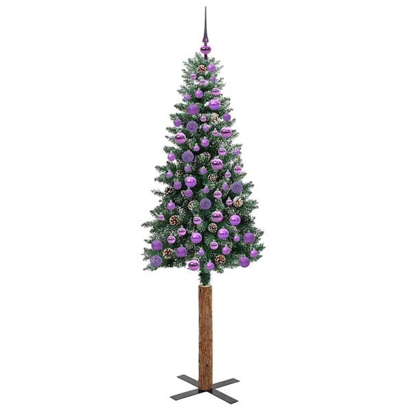 vidaXL Mjótt jólatré með 300 LED Grænn 180 cm PVC og solid furuvið