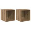 vidaXL Veggsk&aacute;pur 2 pcs Artisan Eik 37 x 37 x 37 cm Samsettur vi&eth;ur