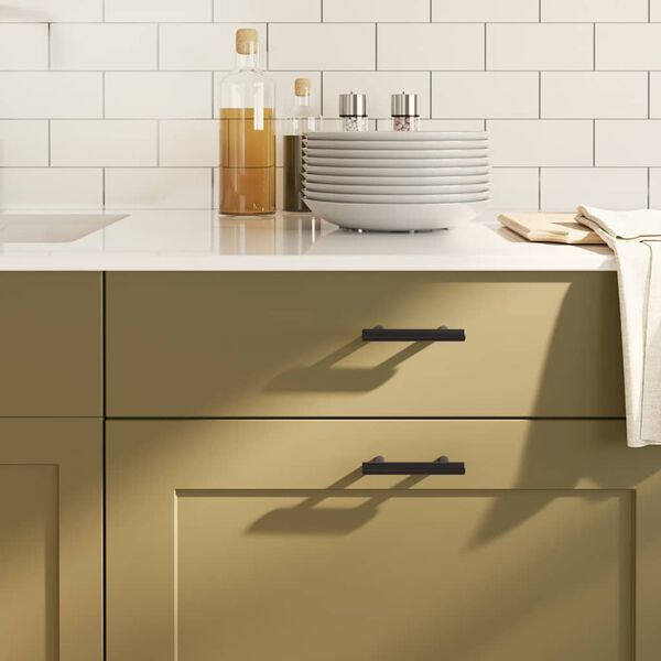 vidaXL Skápur Handföng 10 stk Svart 64 mm Ryðfrítt stál