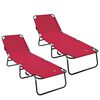 vidaXL Stillanlegur samanbrj&oacute;tanlegur s&oacute;lst&oacute;ll 2 pcs Rau&eth;ur P&oacute;l&yacute;ester