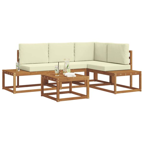 vidaXL &Uacute;ti s&oacute;fasett me&eth; p&uacute;&eth;i 5 Stykki N&aacute;tt&uacute;rulegt og Krem