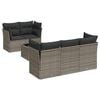 vidaXL 6 -Hluta Gar&eth;s&oacute;fasett me&eth; Sessum Gr&aacute;tt P&oacute;l&yacute;rattan