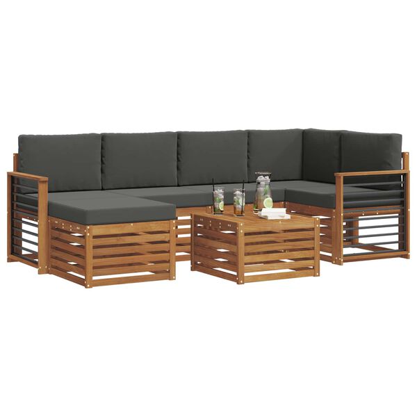 vidaXL S&oacute;fasett me&eth; p&uacute;&eth;i 7 pcs N&aacute;tt&uacute;rulegt og Antrac&iacute;t Hrein akas&iacute;utr&eacute;