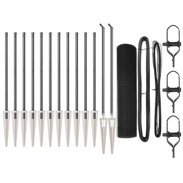 vidaXL Gir&eth;ingarp&oacute;stur Gr&aacute;r 25 x 1 m (25 x 25 mm net) St&aacute;l