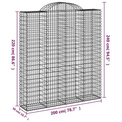 vidaXL Bogadreginn Grjótkassi 3 stk. 200x50x220/240 cm Sinkhúðað Járn