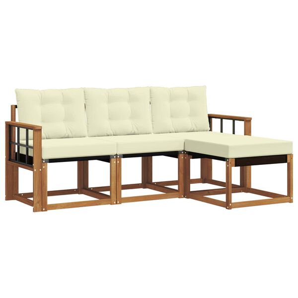 vidaXL &Uacute;ti s&oacute;fasett me&eth; p&uacute;&eth;i 4 pcs N&aacute;tt&uacute;rulegt og Krem