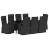 vidaXL Gar&eth;ur bor&eth;sett me&eth; p&uacute;&eth;i 9 pcs Svartur p&oacute;l&yacute;rattan