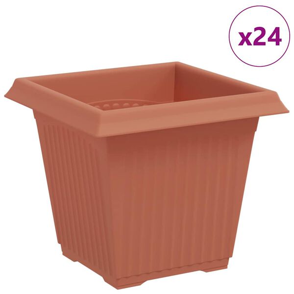vidaXL Fermetra bl&oacute;mapottr 24 pcs Ekkert Rautt 16 x 16 x 14 cm Plast