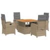 vidaXL 5 Hluta Gar&eth;bor&eth;sett me&eth; Sessum Drappa&eth; P&oacute;l&yacute;rattan