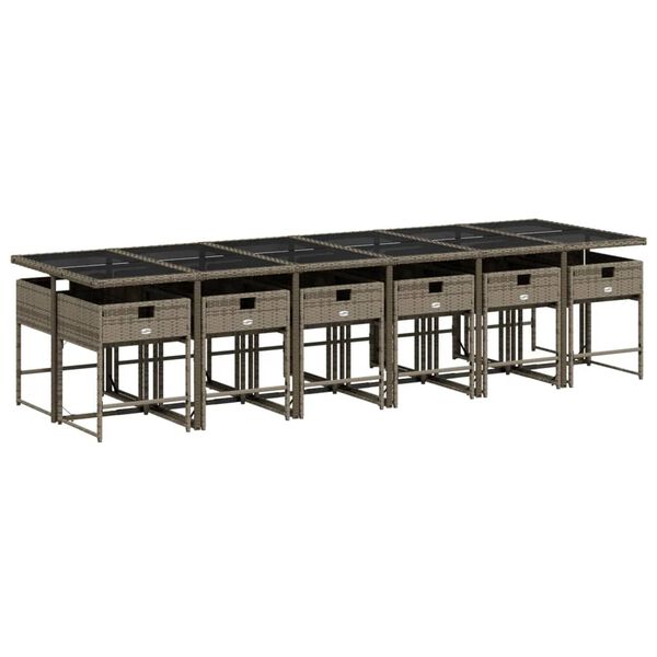 vidaXL 13 Hluta Gar&eth;s&oacute;fasett me&eth; Sessum Gr&aacute;tt P&oacute;l&yacute;rattan