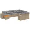 vidaXL 10 Hluta Gar&eth;s&oacute;fasett me&eth; Sessum Drappa&eth; P&oacute;l&yacute;rattan