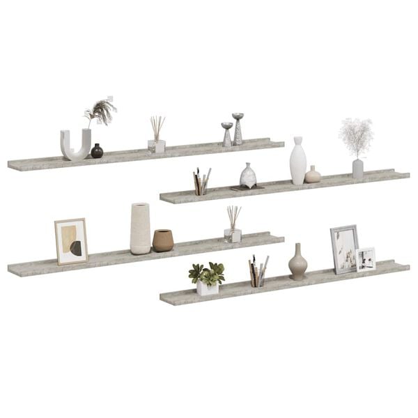 vidaXL Vegghillur 4 stk. Steypugr&aacute;ar 115x9x3 cm