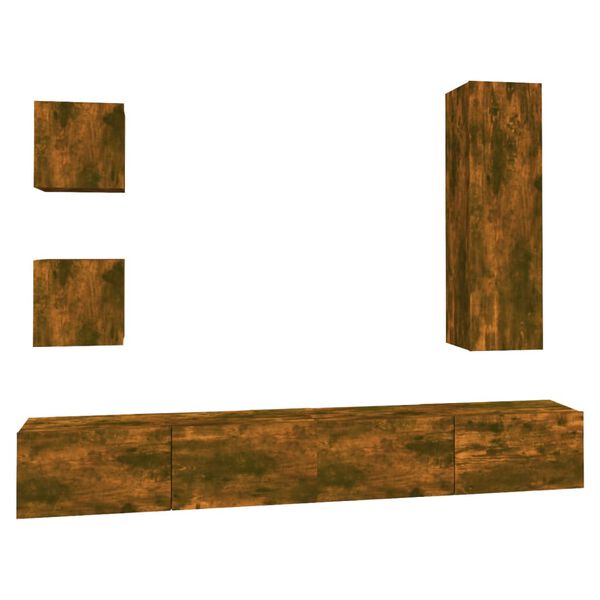 vidaXL 5 hluta Sj&oacute;nvarpssk&aacute;pasett Reyklitu&eth; Eik Samsettur Vi&eth;ur