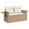 vidaXL 8 stykki gar&eth;s&oacute;fasett me&eth; p&uacute;&eth;um Beige Poly Rattan Acacia