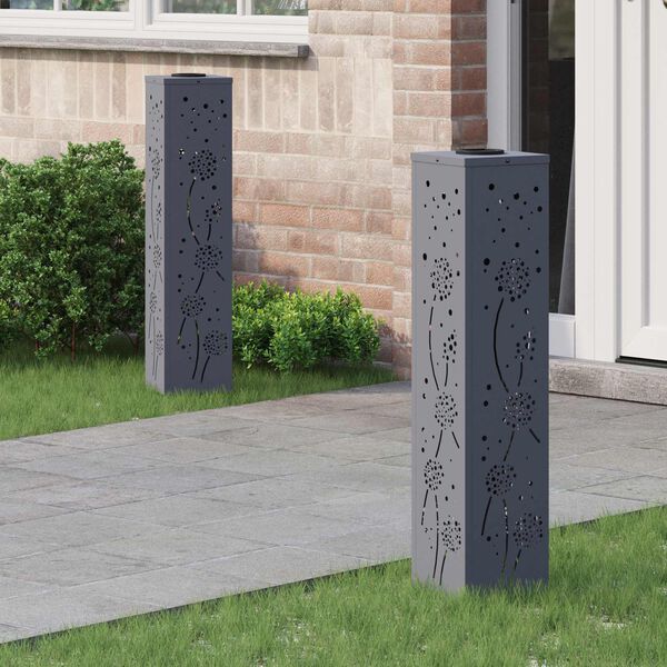 vidaXL S&oacute;lar LED st&iacute;gslj&oacute;s 2 pcs Antras&iacute;t Kaldvalsa&eth;ur st&aacute;lar