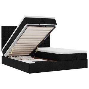 vidaXL Ottoman r&uacute;mgrind me&eth; d&yacute;num Svartur 200x200cm Efni