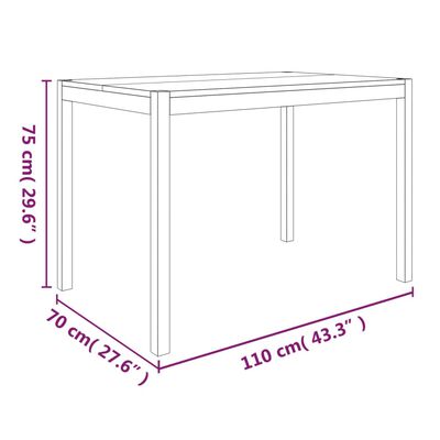 vidaXL Borðstofuborð 110x70x75 cm Gegnheill Akasíuviður