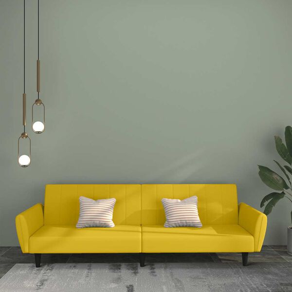 vidaXL 2-S&aelig;ta Svefns&oacute;fi Gult Flauel