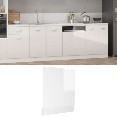 802567 vidaXL Dishwasher Panel High Gloss White 59,5x3x67 cm Chipboard
