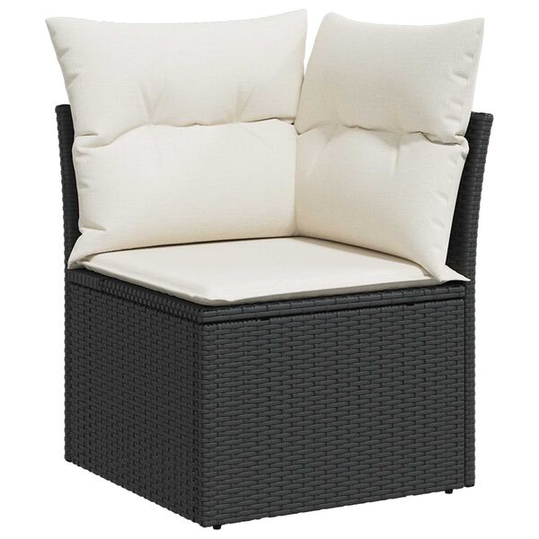 vidaXL Gar&eth;s&oacute;fa sett me&eth; p&uacute;&eth;i 8 pcs Svartur Poly rattan