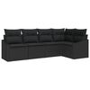 vidaXL Gar&eth;s&oacute;fa sett me&eth; p&uacute;&eth;i me&eth; geymslu 5 pcs Svartur p&oacute;l&yacute;rattan