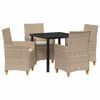 vidaXL Gar&eth;ur bor&eth;sett 5 pcs Drapplita&eth;ur p&oacute;l&yacute;rattan