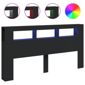 vidaXL LED H&ouml;f&eth;agafl Svartur 200x18,5x103,5 cm Samsettur Vi&eth;ur