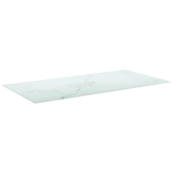vidaXL Borðplata Hvít 100x50 cm 6 mm Hert Gler með Marmarahönnun