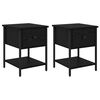 vidaXL N&aacute;ttbor&eth; 2 pcs Svartur Eik 34 x 35,5 x 45 cm Samsettur vi&eth;ur