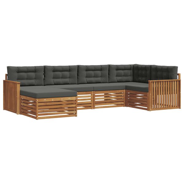 vidaXL &Uacute;ti s&oacute;fasett me&eth; p&uacute;&eth;i 6 pcs N&aacute;tt&uacute;rulegt og Antrac&iacute;t