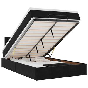 vidaXL Ottoman r&uacute;m me&eth; d&yacute;nu & LED sv&ouml;rtum 120x200cm flaueli