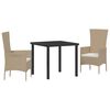 vidaXL Gar&eth;ur bor&eth;sett me&eth; p&uacute;&eth;i 3 pcs Drapplita&eth;ur p&oacute;l&yacute;rattan