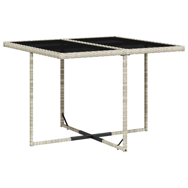 vidaXL 9 Parta Gar&eth;h&uacute;sgagnasett me&eth; Sessum Lj&oacute;sgr&aacute;tt P&oacute;l&yacute;rattan