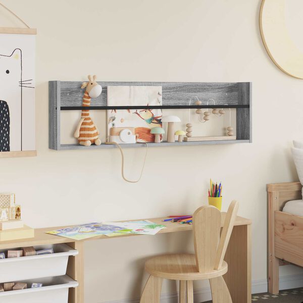 vidaXL T&iacute;marit Hillur Gr&aacute;r Sonoma 100 x 12 x 30 cm Samsettur vi&eth;ur