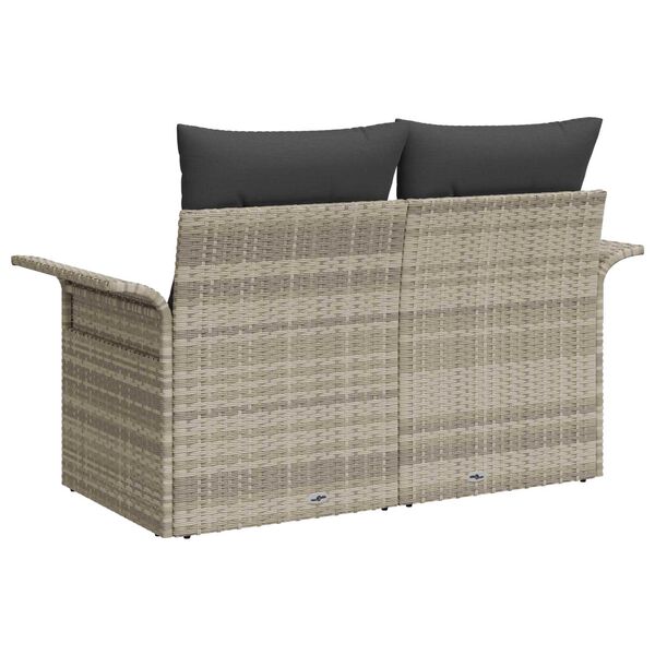 vidaXL Garðasófi með púði Ljósgrár 141 x 62 x 69cm pólýrattan